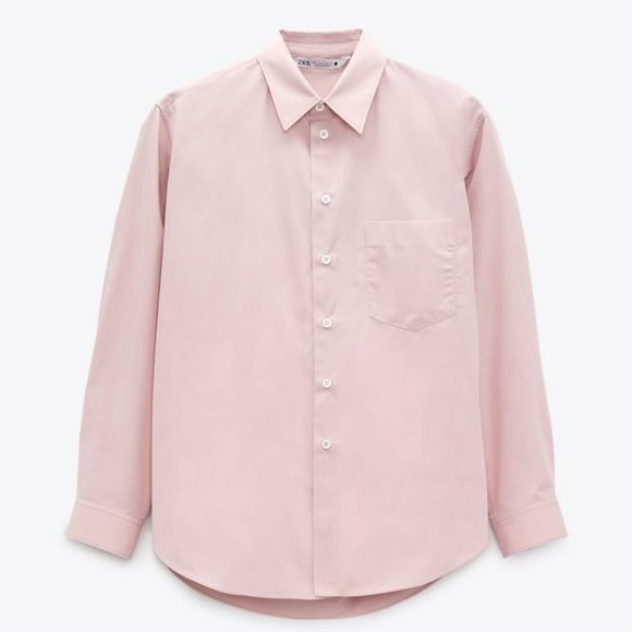 Zara Poplin Shirt Light Pink Sz M - Picture 5 of 12